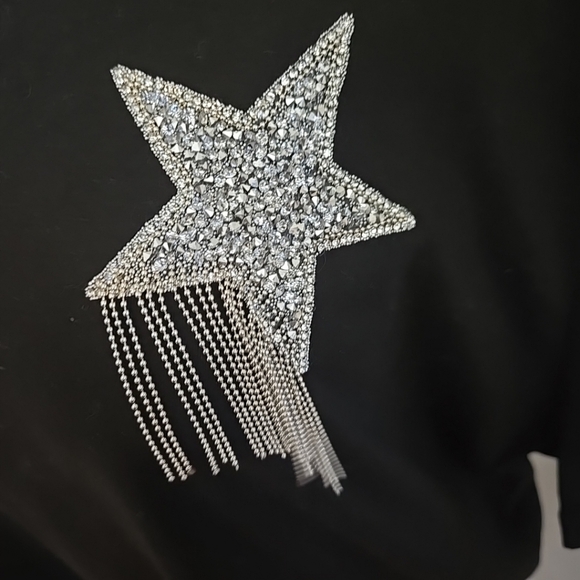 ARULA Black Mini Dress with White Star Patterns - Picture 3 of 7